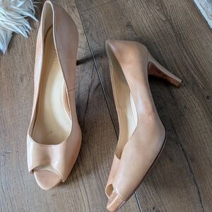 Cole Haan Tan Peep-Toe Heels